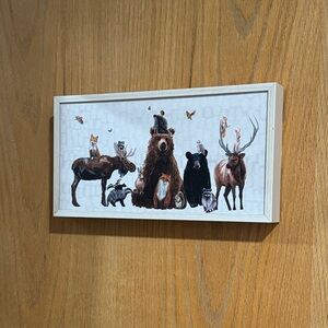 Animal Group Wall Art with cream White Frame